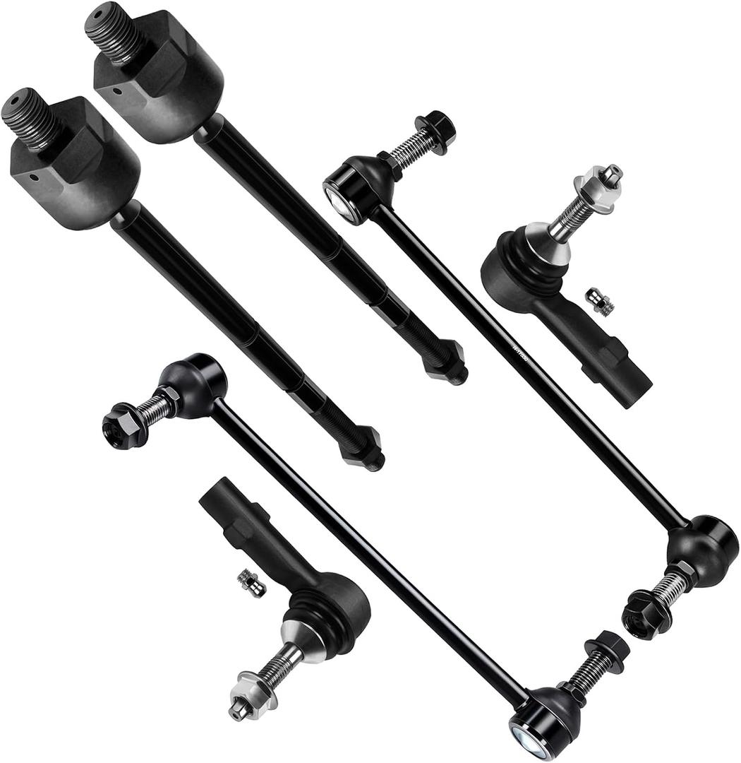 SCITOO 6pcs Front Suspension Kit Inner Outer Tie Rod End fit 2010-2012 for Ford Taurus for Ford Flex for Lincoln MKS MKT with Sway Bar Link