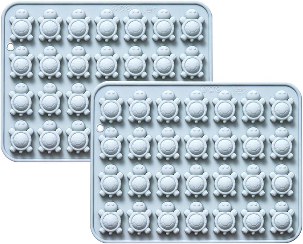 56 Cavities Unique Little Turtle Shape Candy & Chocolate Silicone Molds, Non-Stick, Baking Molds for Making Cake Decoration, Jelly, Cupcake, Ice Cubes, 2 Count