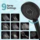 SR SUN RISE NSF Certified Filtered Shower Head with Handheld for Hard Water to Remove Chlorine High Pressure 9-Spray Setting (with Power Wash) Anti-Clog Nozzles(1 Filter, Matte Black)