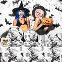 Halloween Party Decorations Crows Tableware 142Pcs Gothic Halloween Plates and Napkins Silhouette Tree Crow Bird Cage Banner Tablecloth for HALLOWEEN Horror Theme Party Supplies