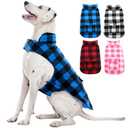 Kuoser Dog Winter Coat, Windproof Dog Fleece Jacket British Style Plaid Cold Weather Doggie Vest Coats, Reversible Cozy Warm Pet Clothes Apparel for Large Size Dogs L