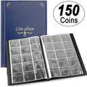 150 Pockets Coin Album, Penny Collecting Book, Souvenir Coins Collection Holder, Ideal for Pressed Pennies Passport, Hobby Coin Collector, Money Specie Display Storage Case (English, Blue)
