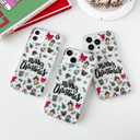 XIZYO Christmas Phone Case for iPhone 16, Cute Merry Christmas Pattern Clear Aesthetic Girls Kids Women Santa Slim TPU Shockproof Protective Case, Clear