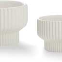 Puoyik 2 Piece Set of Flower Pots 8/6 inches, Ceramic Flower Pots with Drainage Holes, Indoor and Outdoor Plant Flower Planter (7.8/5.9 White)