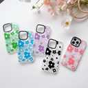 NITITOP Compatible with iPhone 15 Pro Max Case Cute Clear for Women Girls Black Flower Floral Pattern Ultra Slim with Bumper Protector Soft TPU Anti-Yellow Protective Phone Cover - Black