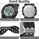 Beeasy Mens Digital Sports Watch, 50M Waterproof 49mm Rubber Strap Mens Watches with Stopwatch, Countdown Timer, Alarm & Dual Time—Ideal for Sport, Gym, Running, Referee, School & Daily Wear