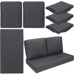 Wenqik 3 Pcs Waterproof Cushion Covers(Not Includes Cushion) 48'' x 24'' Outdoor Patio Furniture Seat Covers Fade Resistant Replacement Slipcover with Zipper for Outside Couch Swing Sofa(Dark Gray)