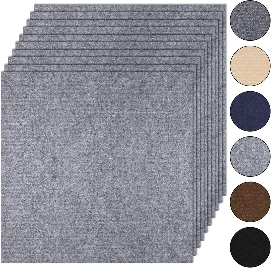 10Pcs Carpet Tiles Peel and Stick 24x 24 Non-Slip Self Adhesive Squares Carpet Floor Tile Reusable Waterproof Carpet for Living Room Bedroom