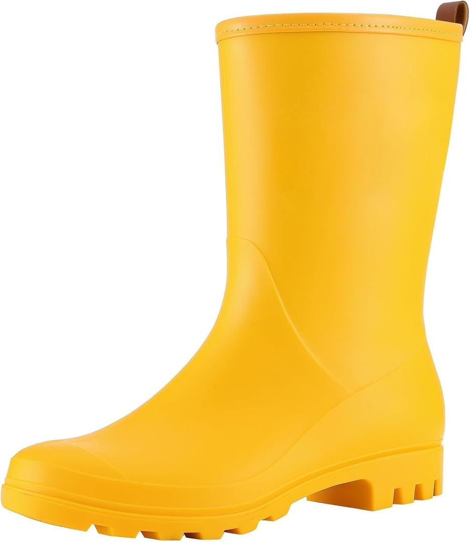 Asgard Women's Mid Calf Waterproof Rain Boots (8-8.5, Yellow)