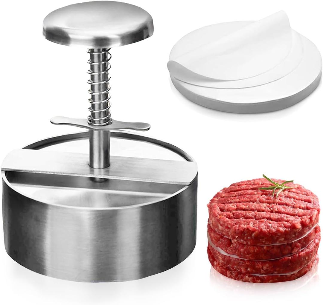 Hamburger Press Patty Maker,304 Stainless Steel Burger Press Patty Maker, Non-Stick Patty Maker for Beef, Hamburger Patties, Meat (4.5inch)