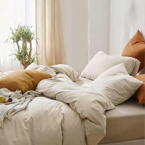 ETDIFFE Duvet Cover King Size, Soft Farmhouse Bedding Comforter Cover Set 3 Pieces with Zipper, 1 Lightweight Microfiber Duvet Cover 90x104 inches and 2 Pillow Shams for Women Men, Light Khaki
