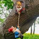 Gnome Garden Decoration Climbing Tree Decor Outdoor,Fairy Door Tree Face Figurine Lawn Patio Decor,Funny Climbing Elves Tree Peeker Sculpture Yard Art