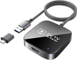 2in1 Wireless CarPlay Adapter & Car TV Mate Pro 2026 [Metal & Glass Case] Convert Wired to Wireless Car Play with HDMI Input for TV Stick, Screen Mirroring & Streaming, Fit for 2016+ Cars Black