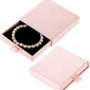 Dimeho 2 Pack Jewelry Gift Boxes Pink Cardboard Jewelry Boxes Christmas Small Gift Boxes for Bracelets/ Earrings/ Necklaces/ Other Decorations (3.14 × 3.14 × 0.66 inches)