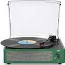 Vinyl Record Players Turntable with Speakers Wireless Receiver 3 Speed RPM LP Phonograph Belt-Driven Headphone AUX RCA Auto Stop All-in-one Turn Table for Beginners Collectors Grass Green