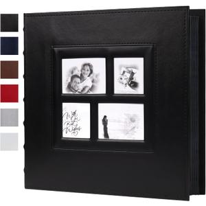 RECUTMS Self Adhesive Photo Album, Magnetic 60 Pages DIY Scrapbook Photo Album with Sticky Pages Holds 3x5 4x6 5x7 6x8 8x10 Photos Black Inner Page for Wedding Anniversary Graduation Family Travel