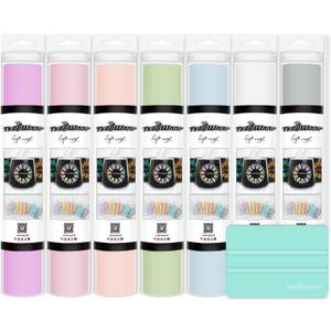 TECKWRAP 001 Permanent Adhesive Vinyl Bundle Matte Adhesive Craft Vinyl Bundle 12" x 36"/Rolls for Craft Cutters, Sign Plotters (Pastel Bundle)