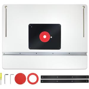 MDF Router table top 24 x32 with inset plate  three-hole adjustment ring, and matching tools and screws