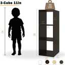 Wooden 3 Cube Shelf Storage Organizer, 11x11, Chocolate, 3-cube 11in