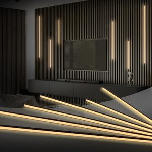 HAMRVL Black LED Recessed Lighting Kit - 6 Pcs DC12V White LED Light with Smart Switch,Adapter,3000k Self-Adhesive Wall Panel Lights for Wood Slat Wall Panels, Headboards,Stairs,Under Cabinet Lighting