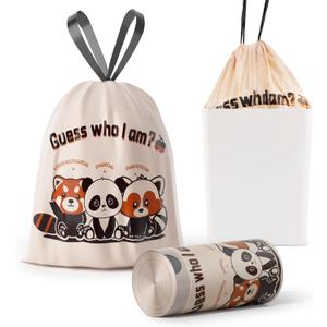 Trash bags, 4 Gallon Trash Bags Drawstring, Colorful & Portable Small Trash Bags With Panda Printed, Tear-Resistant Garbage Bags 4 Gallon for Bathroom Office Trash Cans, 30 Counts