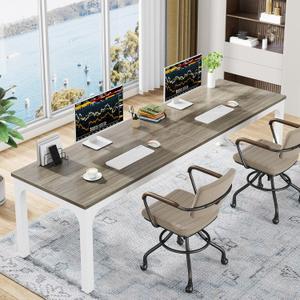 Tribesigns 78.7 Inches Extra Long Computer Desk 2 Person Desk, Double Long Desk, Workstaion for Home Office, Oak+White, Onesize