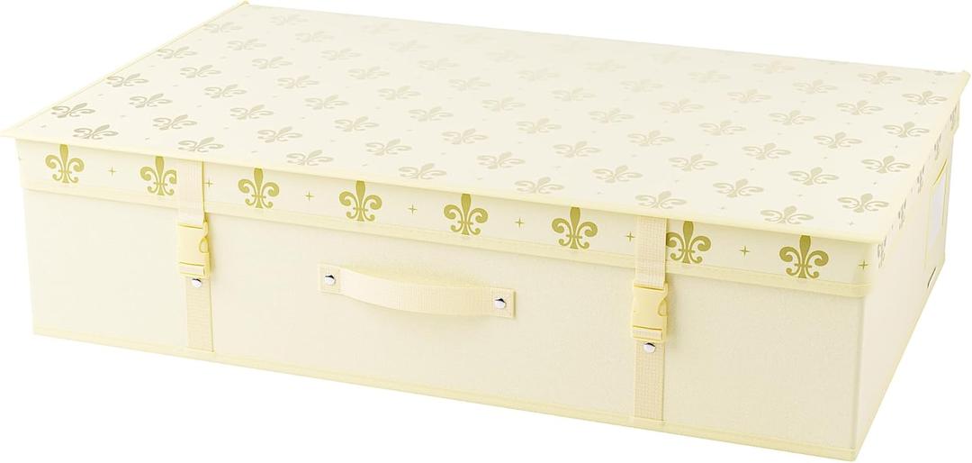HANGERWORLD Wedding Dress Storage Box with Acid Free Tissue - Large, Ivory Gold Fleur de Lis Pattern