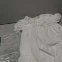 DUKAKII Women's Summer Dress Boho Short Sleeve Mini Dresses Square Neck Ruffle Mini Beach Dresses Milk White, Size M