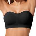 LetsJoli Strapless Push Up Bras for Women Support Bandeau Bra Wireless Seamless Comfortable Non Slip Tshirt Bras Black, Medium