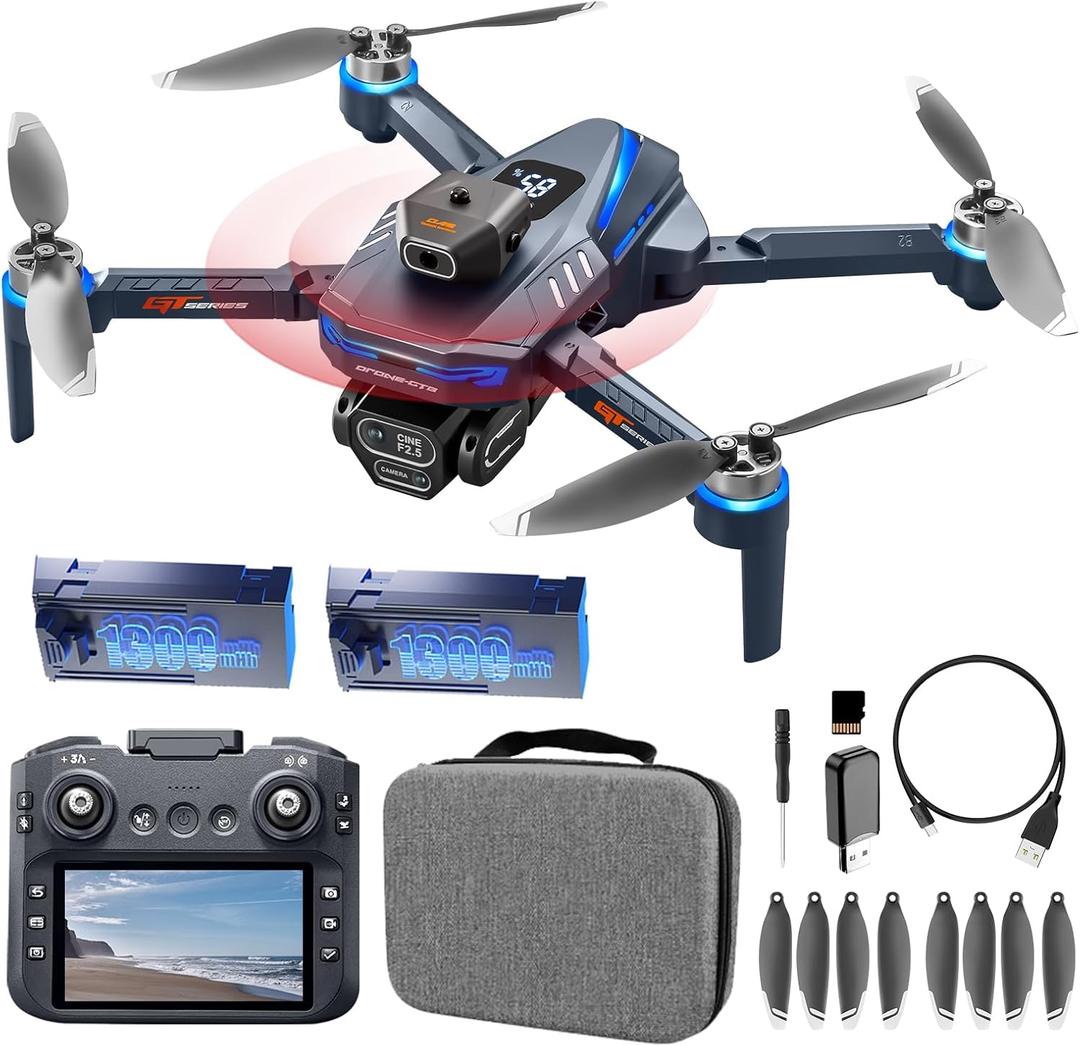 AXNEN Mini Drone with HD Camera, Upgraded Tablet LCD Screen, Professional Dron with Brushless Motors, 2 Batteries, Carrying Case, Foldable Quadcopter for Auto Return, Follow Me, Waypoints, for Beginners, Teens and Adults
