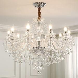 Crystal Chandelier K9 Clear Crystal 10 Lights E12 Bulbs Pendant Lighting Fixture for Dining Room, Living Room, Bedroom Modern Ceiling Lights 32in (10 Lights)