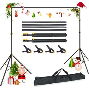 LINCO Lincostore Backdrop Support Stand Kit 10x6.5ft Adjustable Photography Studio Photo Background Support System with Carrying Bag for Green Screen Muslin, 4171, 10ft Wide 6.5ft High