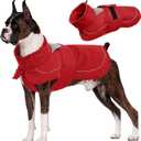 Kuoser Dog Jacket, Dog Coats for Large Dogs, Winter Waterproof Big Doggie Vest, Reflective Dogs Cold Weather Coat, Windproof Turtleneck Pet Puffer Jacket Snowsuit Clothes with Harness Hole, XX-Large