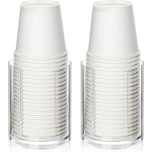 2 Pack Mouthwash Cups Holder,Bathroom Cup Dispenser,Small Disposable Paper Cup Tray for Bathroom Sink Counter