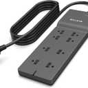 Belkin 8-Outlet Surge Protector w/ 8 AC Outlets & 8ft Long Flat Plug, UL-listed Heavy-Duty Extension Cord for Home, Office, Travel, Computer Desktop, Laptop, Phone Charger - 2,500 Joules of Protection