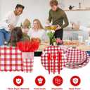 168Pcs Gingham Party Supplies for 24 Guests Thick Napkins and Paper Plates Knives Spoons Forks Cups Disposable Tableware Set Cutlery for Dinner Baby Shower Wedding Favor(Red)