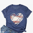 Baseball Shirts Women Baseball Mom Tshirt Baseball Heart Graphic Tee Game Day Gifts Funny Short Sleeve Tops, XXL