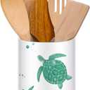 WILLBOND Sea Turtle Utensil Holder for Kitchen Counter Cute Acrylic Cooking Utensil Crock Organizer Countertop Spoon Holder Caddy Coastal Kitchen Decor Housewarming Gift