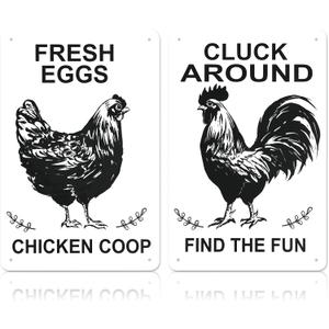 2 x 2PCS Funny Chicken Coop Signs Decor