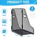 2 Pack Large Binder Folder Holder for Desk Metal Mesh Magazine File Holder Black Vertical File Storage Desktop Binder Organizer Desk Folder Organizer for 3Inch 4Inch 5Inch Binder 10" L x 6" W x 11" H