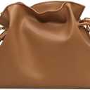 Women's Cloud Drawstring Bucket Bag, Fashionable Minimalist Handbags Versatile PU Leather Crossbody Shoulder Hobo Purse | Drawstring