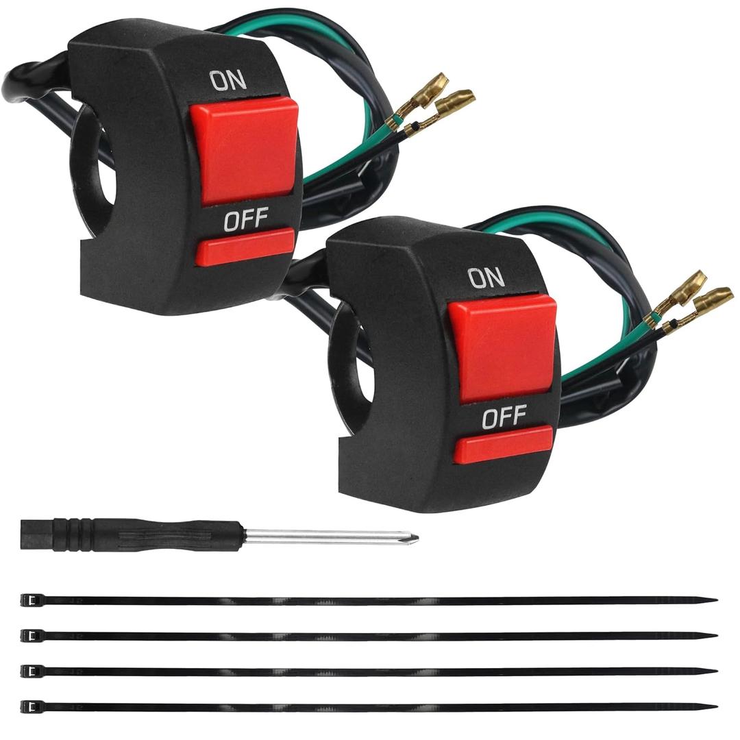 On Off Dirt Bike Kill Switch 7/8 Mini Bike Kill Switch for Predator 212cc 196cc 97cc Coleman CT100U CT200U BT200X Baja Warrior MB200 DB30 Motovox CRF50 XR50 TaoTao Coolster Apollo Motorcycle 2PCS