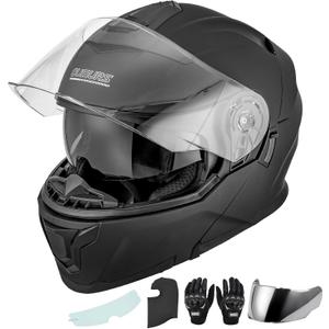 Modular Motorcycle Helmets Full Face Flip up Street Bike Motorcycle Helmet for Unisex Adult Model 912 (Matte Black)