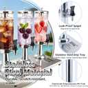 2.4 Gallon Beverage Dispenser, Hot & Cold Drink Dispenser with Stand & Drip Trays, Commercial Water Pitcher with Leakproof Spigot & Ice Core for Parties, Weddings, Buffets, Beer Serving