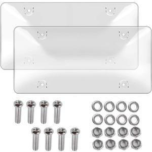 License Plates Shields 2 Pack Clear Bubble Design Plate Covers, Unbreakable Novelty Frame Covers to Protect Front, Back Fit Standard US Plate with Screws