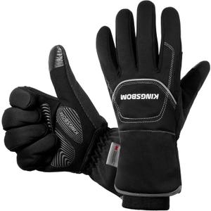 KINGSBOM -40F Waterproof & Windproof Thermal Gloves - 3M Thinsulate Winter Touch Screen Warm Gloves - for Cycling,Riding,Running,Outdoor Sports - for Women and Men (Large, Black)