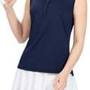 MIER Women's Sleeveless Golf Polo Shirts Athletic Tennis Collared Tank Tops, Quick Dry, UPF 50+ (Medium, Navy)