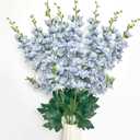 8 pcs Dusty Blue Delphinium Artificial Flowers, 34.25''Artificial Snapdragon Flowers Tall Fake Flowers Silk Flowers Faux Delphinium Bulk for Tall Vase Home Wedding Garden Table Decor (Dusty Blue)