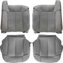 GXARTS Driver and Passenger Side Bottom and Top Lean Back Leather Seat Cover and Driver Foam Cushion Pewter Gray 922 Fit for Chevy Silverado Tahoe Suburban Yukon GMC Sierra 1500 2500 3500 1999-2002