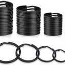 40 Pack Black Key Ring Keychain Assorted in 4 Sizes Metal Round Split Key Chains Rings for Home Car Dog Tag Office Lanyards Keys Attachment